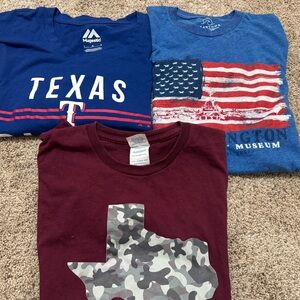Texas Graphic T-Shirt Bundle (3) – Majestic + Patriotic + Camo State
